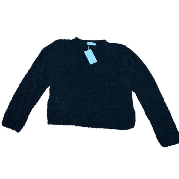 NEW MNG Mango Womens Black Fuzzy Knit Sweater Pullover Cozy Long Sleeve Size M - Picture 2 of 6